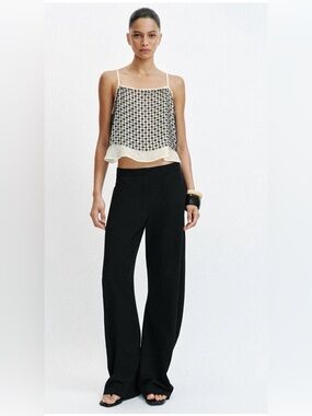 Zara Black Mid-rise Barrel Pants SZ XS